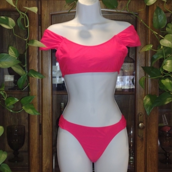 Neon Pink Swim Suit Bikini Set - Picture 2 of 12